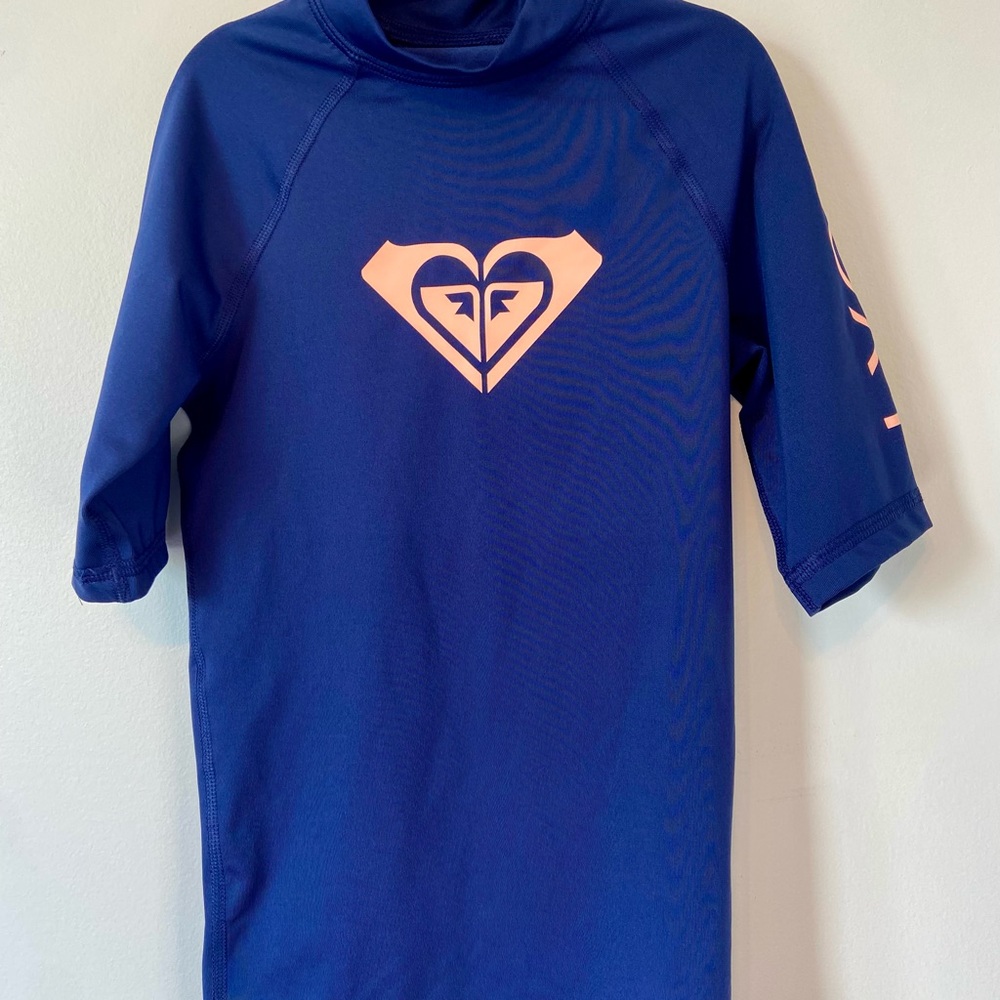 Roxy Kids Swim Rashguard - Navy and Peach EUC